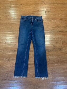 MOTHER Indigo Raw-Hem Skinny Jeans